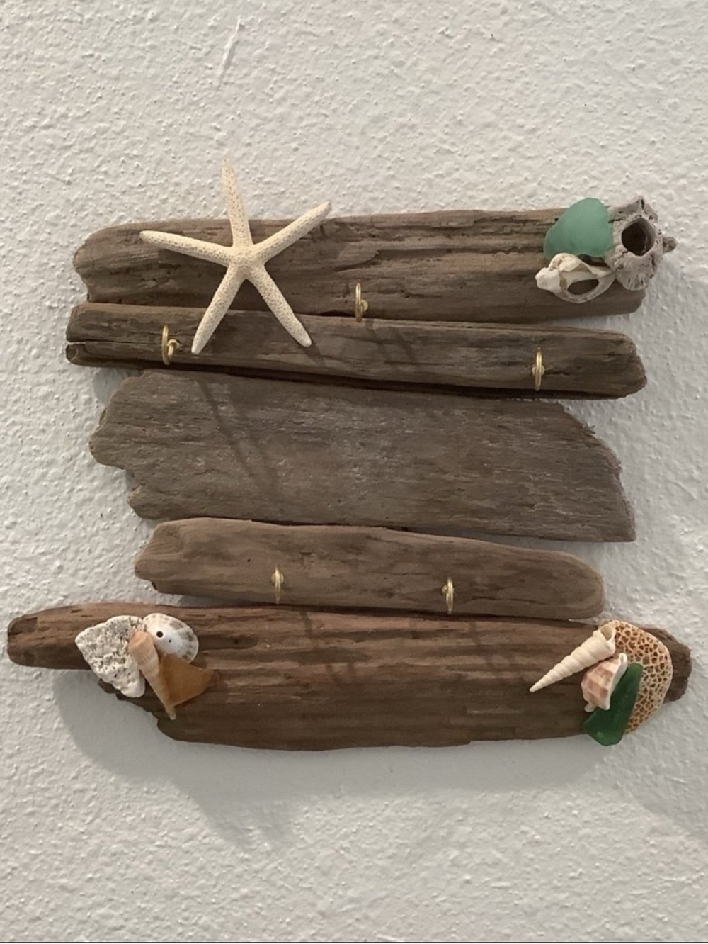 Driftwood Art,Driftwood & Starfish ,Seashells,Sea Glass Hanging Jewelry Display - Picture 4 of 4